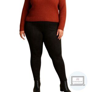 Torrid Leggings Faux Suede Ponte Knit Combo Black Full Length Plus Size 2 | 2X